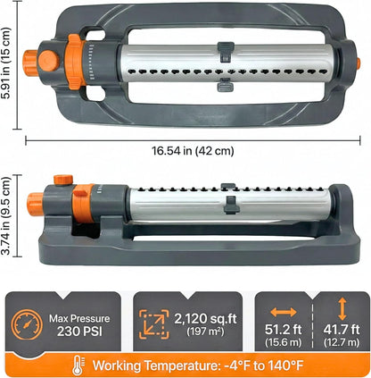 Oscillating Water Sprinkler for Yard, Lawn Adjustable Sprinkler for Garden