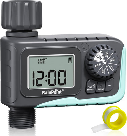 Sprinkler Timer Outdoor, Water Timer for Garden Hose, Programmable Watering Irrigation Timer with Rain Delay/Manual(Plastic)