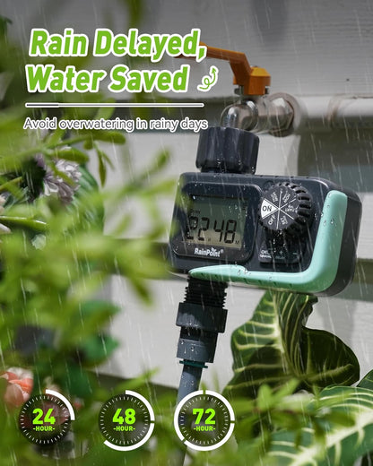 Sprinkler Timer Outdoor, Water Timer for Garden Hose, Programmable Watering Irrigation Timer with Rain Delay/Manual(Plastic)
