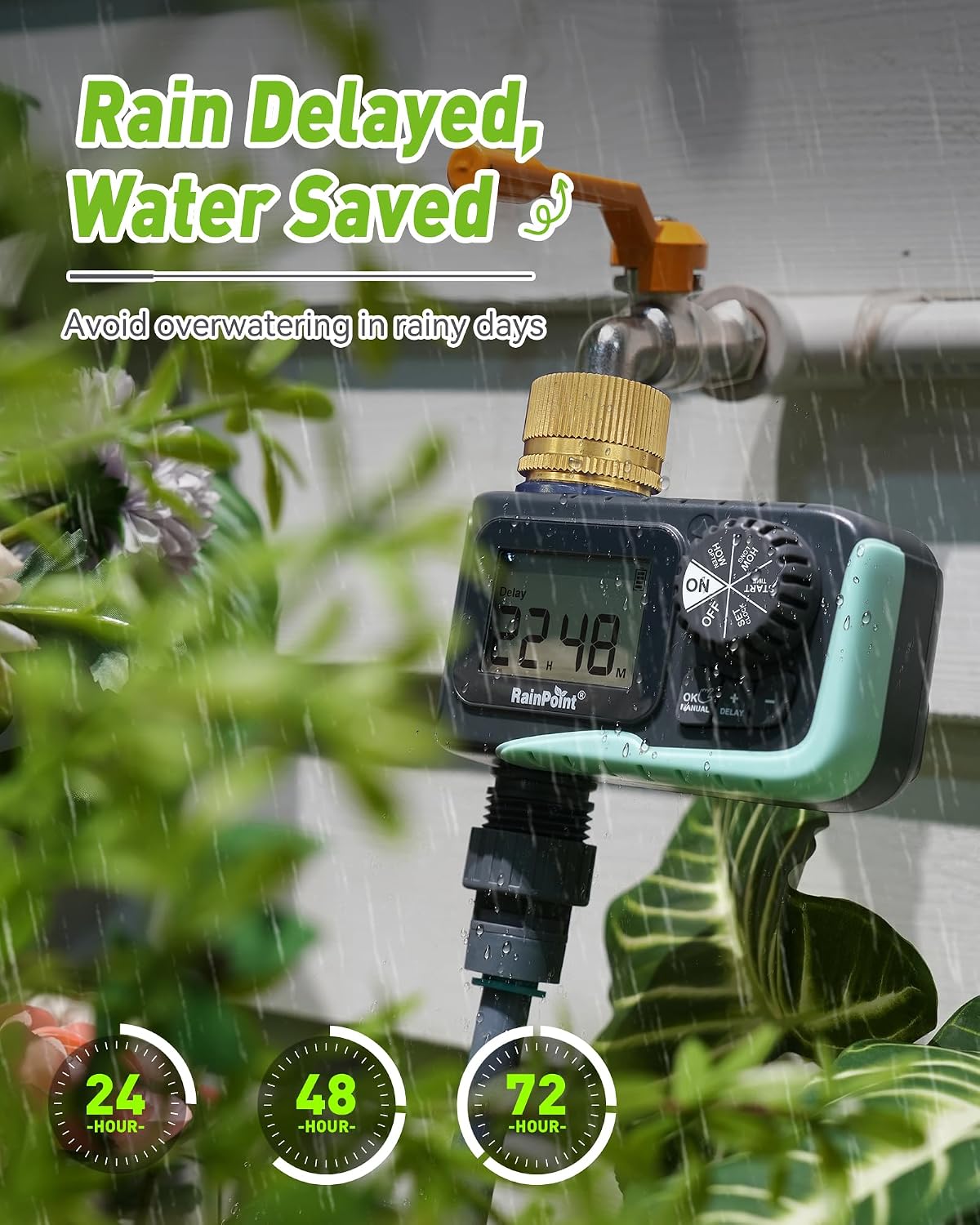 Sprinkler Timer Outdoor, Water Timer for Garden Hose, Programmable Watering Irrigation Timer with Rain Delay/Manual(Plastic)