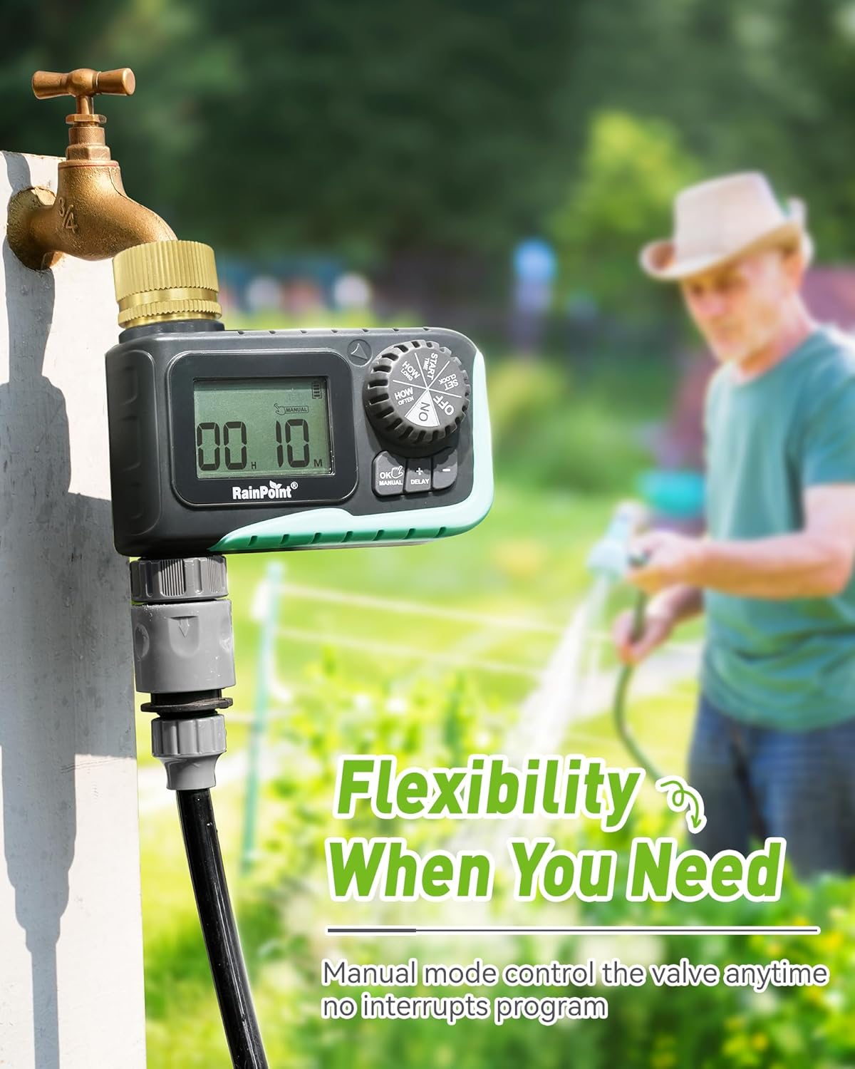 Sprinkler Timer Outdoor, Water Timer for Garden Hose, Programmable Watering Irrigation Timer with Rain Delay/Manual(Plastic)
