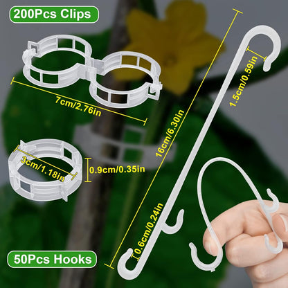 250 Pcs Tomato Clips and Hooks, Plant Support Clips for Tomatoes Grape Grow