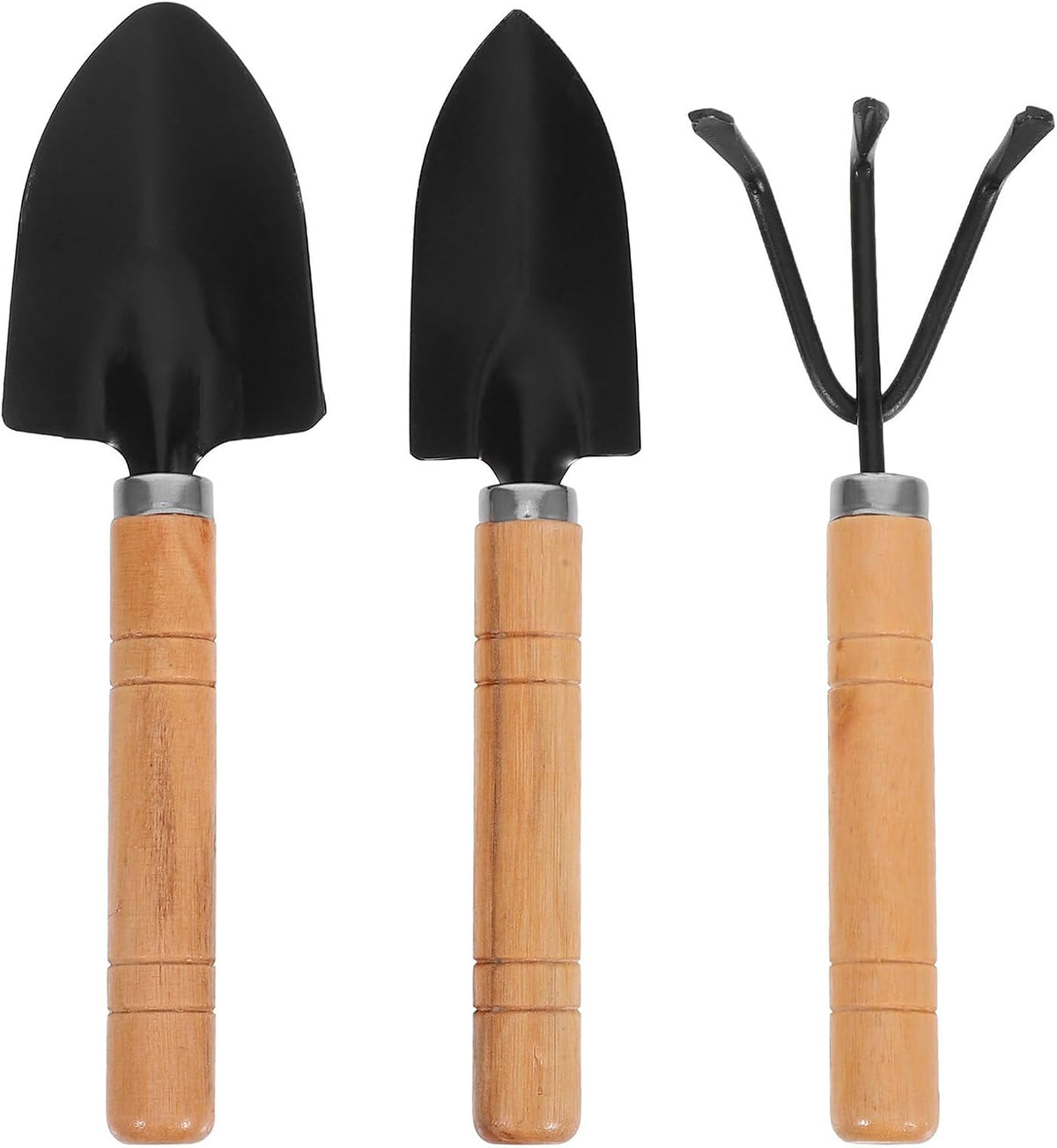 3pcs Mini Gardening Tool Set with Cultivator Rake, Transplant Trowel, and Small Shovel for Home Vegetable and Flower Planting, Heavy Duty Aluminum Hand Tools for Indoor and Outdoor