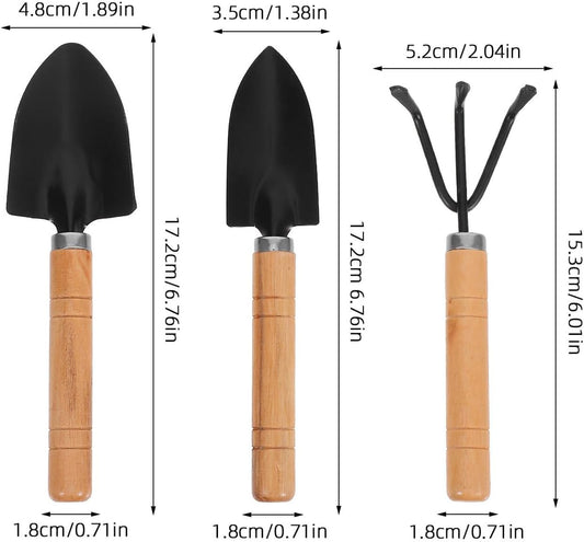 3pcs Mini Gardening Tool Set with Cultivator Rake, Transplant Trowel, and Small Shovel for Home Vegetable and Flower Planting, Heavy Duty Aluminum Hand Tools for Indoor and Outdoor