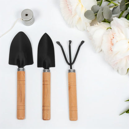 3pcs Mini Gardening Tool Set with Cultivator Rake, Transplant Trowel, and Small Shovel for Home Vegetable and Flower Planting, Heavy Duty Aluminum Hand Tools for Indoor and Outdoor