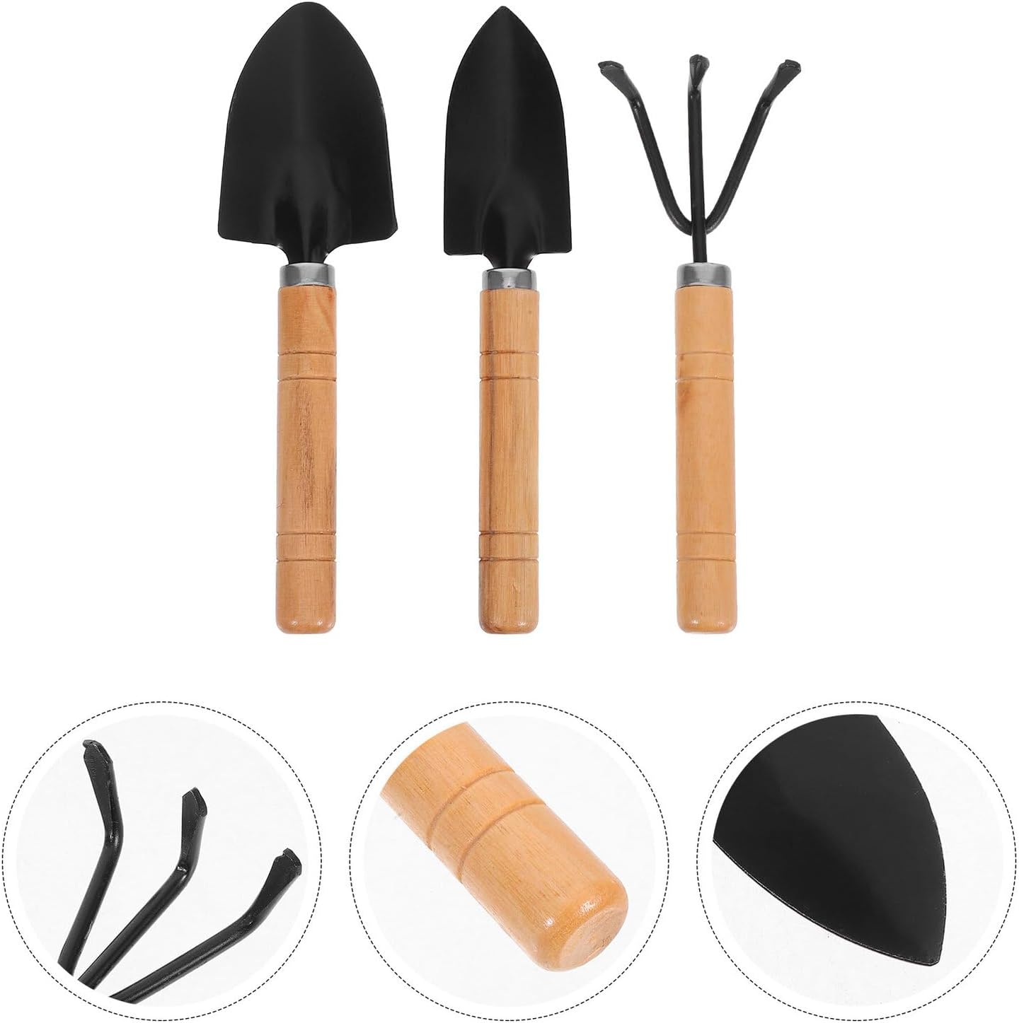 3pcs Mini Gardening Tool Set with Cultivator Rake, Transplant Trowel, and Small Shovel for Home Vegetable and Flower Planting, Heavy Duty Aluminum Hand Tools for Indoor and Outdoor