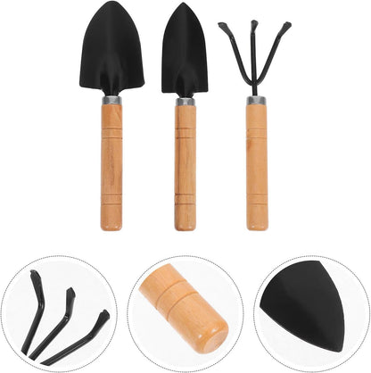 3pcs Mini Gardening Tool Set with Cultivator Rake, Transplant Trowel, and Small Shovel for Home Vegetable and Flower Planting, Heavy Duty Aluminum Hand Tools for Indoor and Outdoor