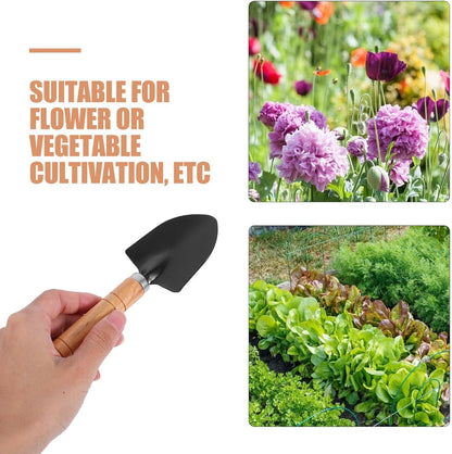 3pcs Mini Gardening Tool Set with Cultivator Rake, Transplant Trowel, and Small Shovel for Home Vegetable and Flower Planting, Heavy Duty Aluminum Hand Tools for Indoor and Outdoor