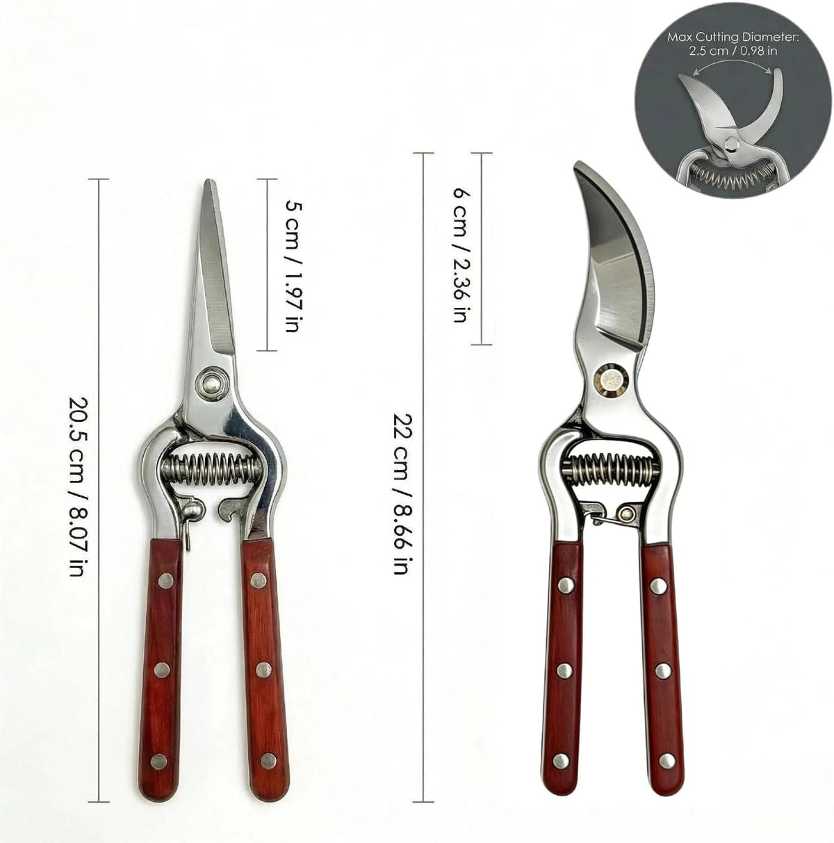 Garden Pruning Shears 2 Pack,Bonsai Trimming Scissors 8"Heavy Duty Garden Scissors Gardening Sharp for Handheld Heavy Duty Hedge Plant Branch Clippers Scissors Pruners Tools