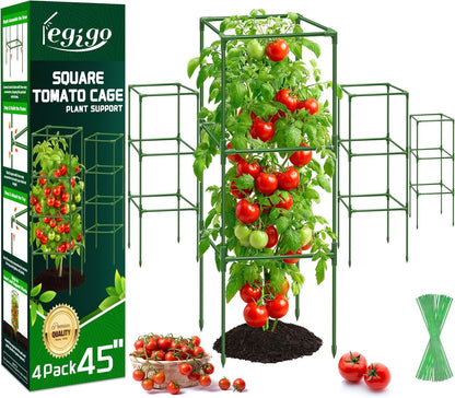 4 Pack 45 Inch Tomato Cages for Garden, Heavy Duty Tomato Trellis