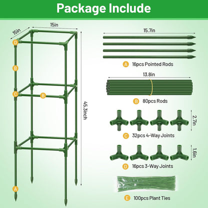 4 Pack 45 Inch Tomato Cages for Garden, Heavy Duty Tomato Trellis