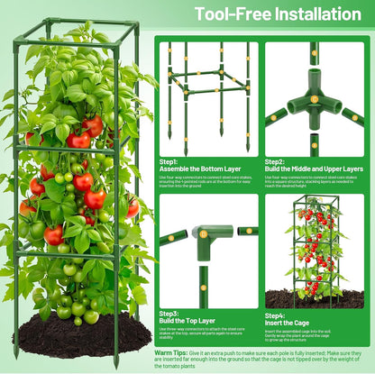4 Pack 45 Inch Tomato Cages for Garden, Heavy Duty Tomato Trellis