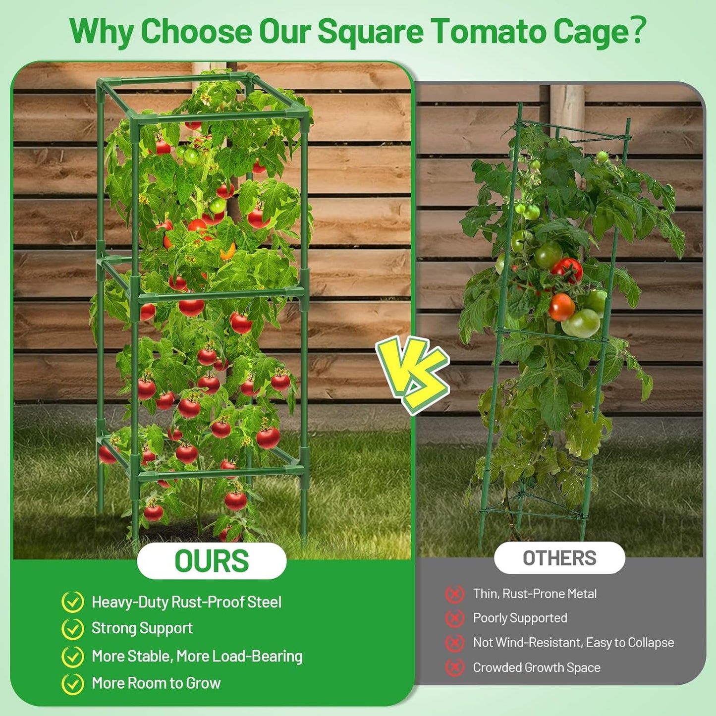 4 Pack 45 Inch Tomato Cages for Garden, Heavy Duty Tomato Trellis