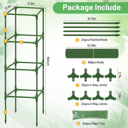 4 Pack 45 Inch Tomato Cages for Garden, Heavy Duty Tomato Trellis
