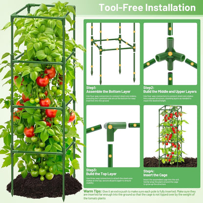 4 Pack 45 Inch Tomato Cages for Garden, Heavy Duty Tomato Trellis