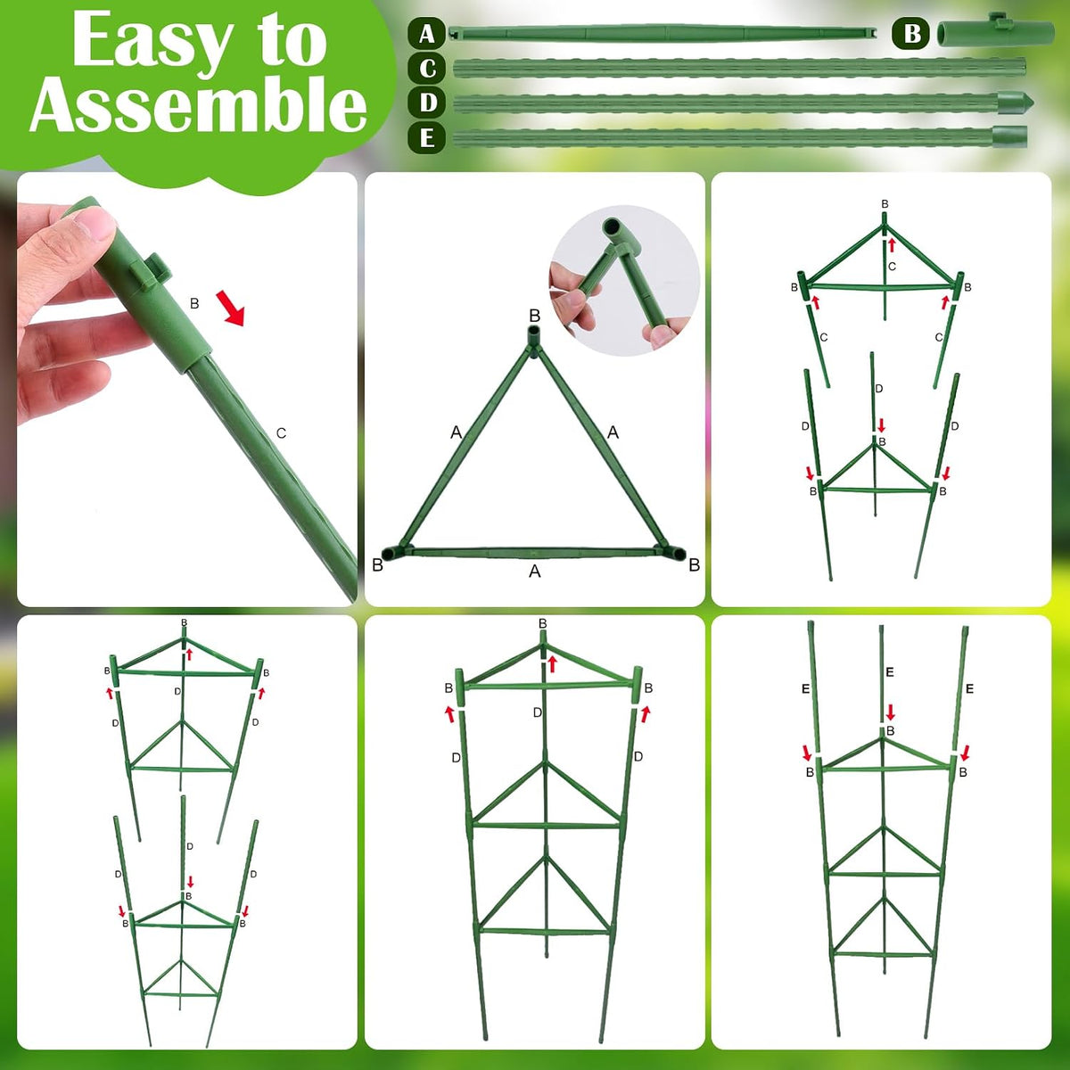4 Pack Tomato Cages 55 x 12 Inch for Garden with 11 Gallon Round Planter