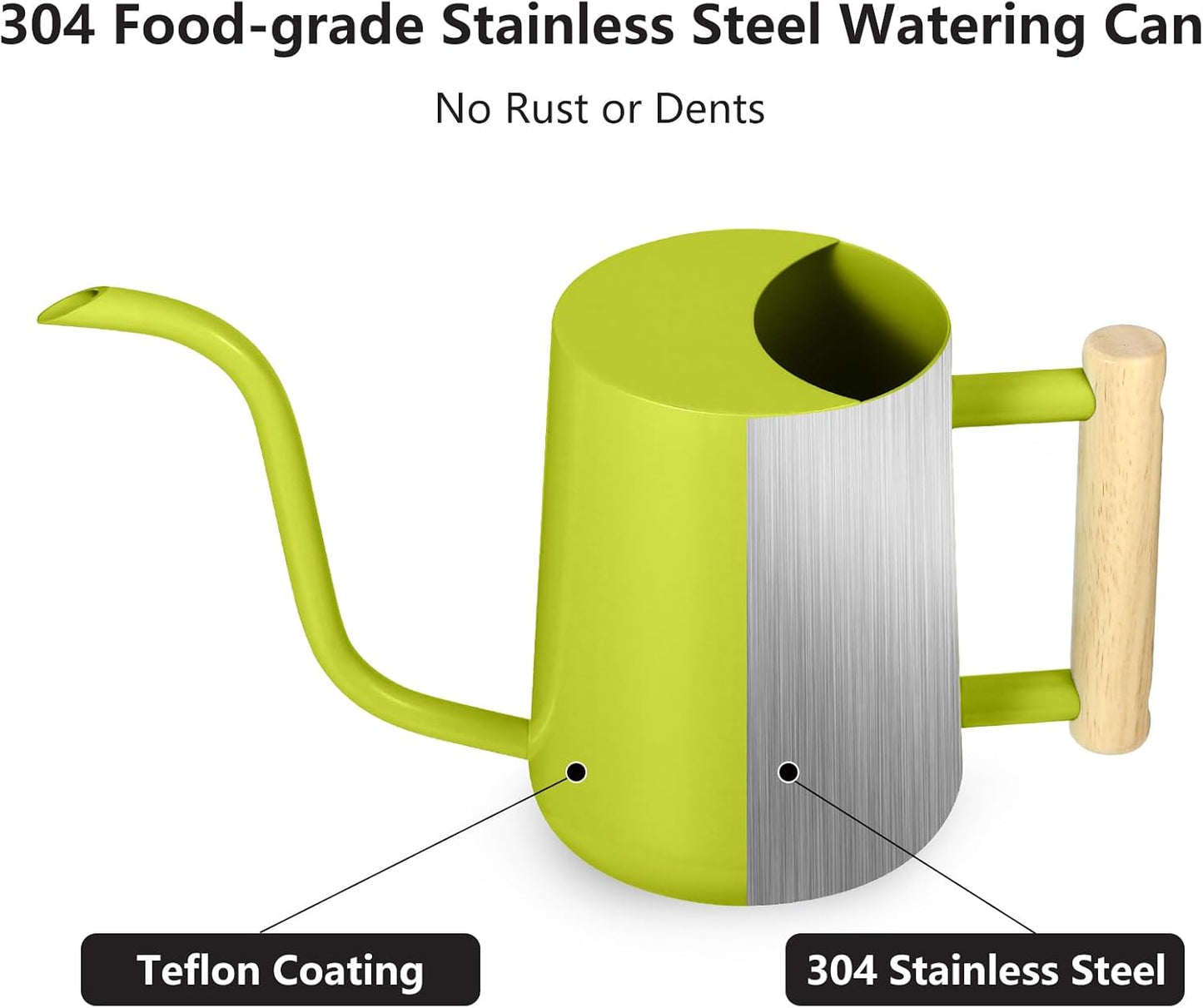 Watering Can Indoor Plants, 35oz Small Indoor Stainless Steel Metal Watering Can Modern Decorative Watering Pot with Long Spout for Indoor House Plant Bonsai Garden Flowers (Sage Green)