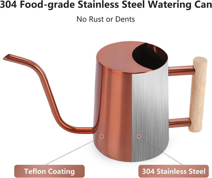 Watering Can Indoor Plants, 35oz Small Indoor Stainless Steel Metal Watering Can Modern Decorative Watering Pot with Long Spout for Indoor House Plant Bonsai Garden Flowers (Sage Green)