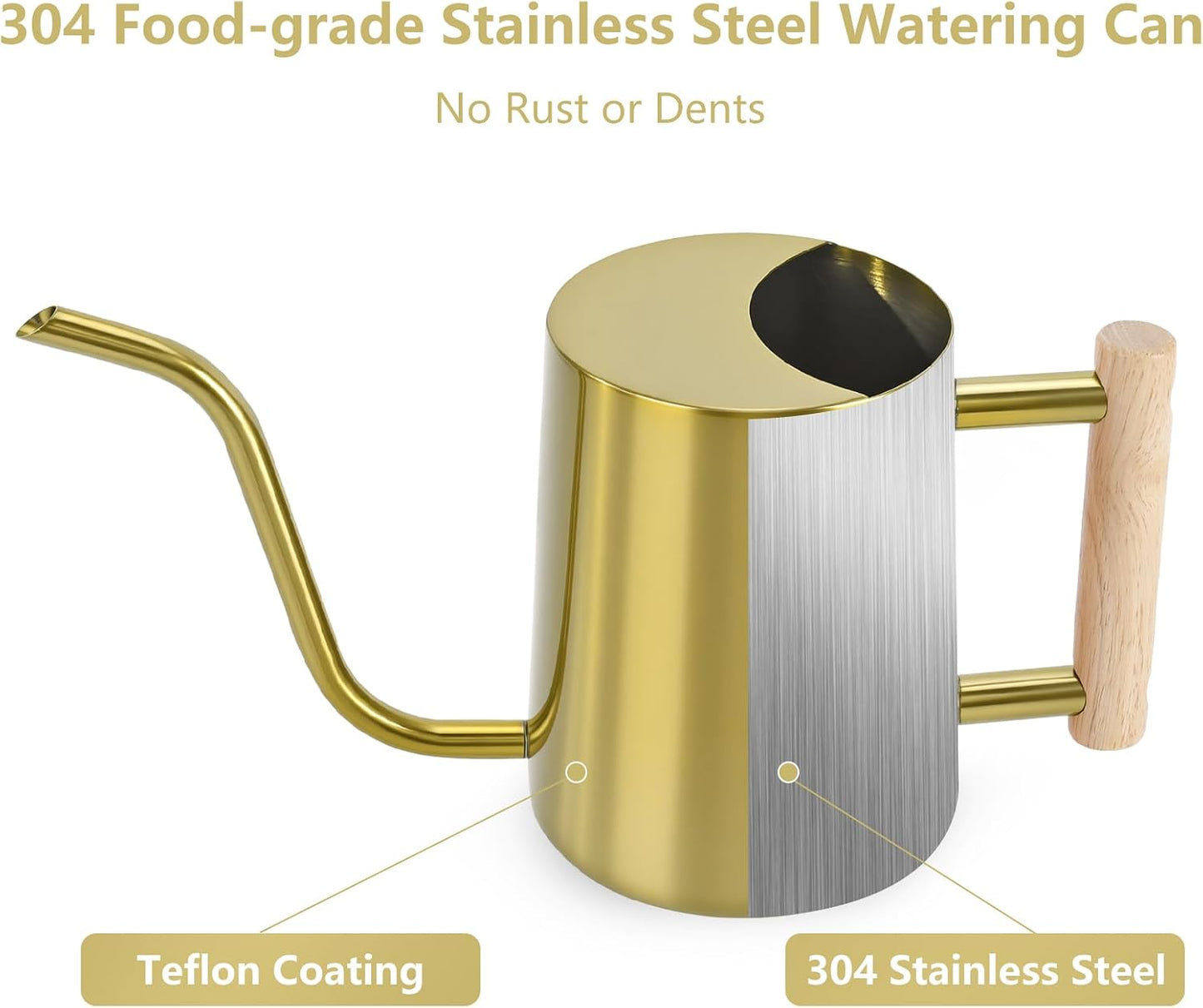 Watering Can Indoor Plants, 35oz Small Indoor Stainless Steel Metal Watering Can Modern Decorative Watering Pot with Long Spout for Indoor House Plant Bonsai Garden Flowers (Sage Green)