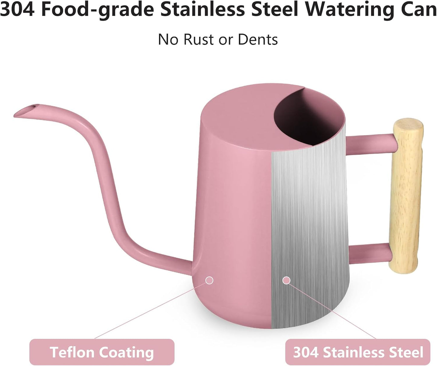 Watering Can Indoor Plants, 35oz Small Indoor Stainless Steel Metal Watering Can Modern Decorative Watering Pot with Long Spout for Indoor House Plant Bonsai Garden Flowers (Sage Green)