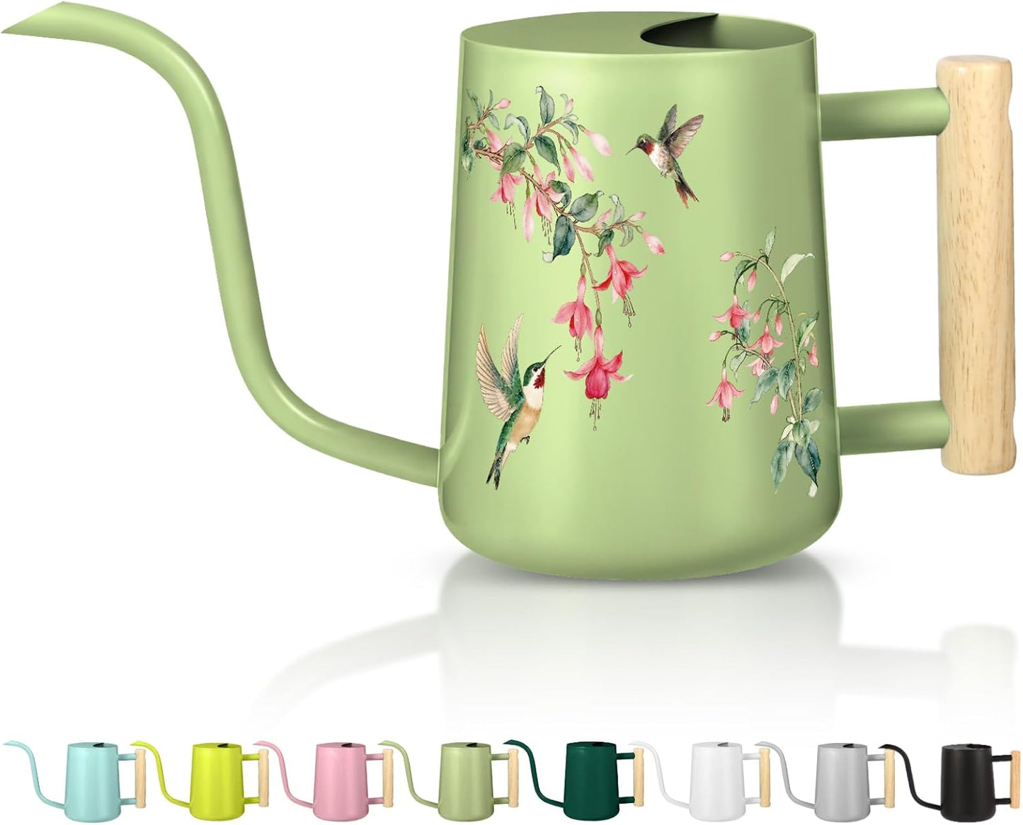 Watering Can Indoor Plants, 35oz Small Indoor Stainless Steel Metal Watering Can Modern Decorative Watering Pot with Long Spout for Indoor House Plant Bonsai Garden Flowers (Sage Green)