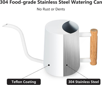 Watering Can Indoor Plants, 35oz Small Indoor Stainless Steel Metal Watering Can Modern Decorative Watering Pot with Long Spout for Indoor House Plant Bonsai Garden Flowers (Sage Green)