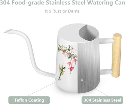 Watering Can Indoor Plants, 35oz Small Indoor Stainless Steel Metal Watering Can Modern Decorative Watering Pot with Long Spout for Indoor House Plant Bonsai Garden Flowers (Sage Green)
