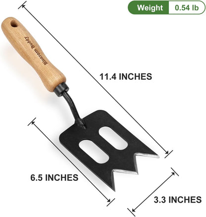 Stainless Steel Garden Hand Fork, Hand Weeder Fork with Ash Wood Handle