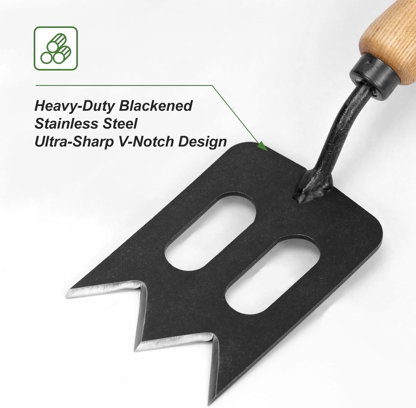 Stainless Steel Garden Hand Fork, Hand Weeder Fork with Ash Wood Handle
