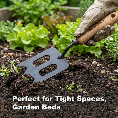 Stainless Steel Garden Hand Fork, Hand Weeder Fork with Ash Wood Handle