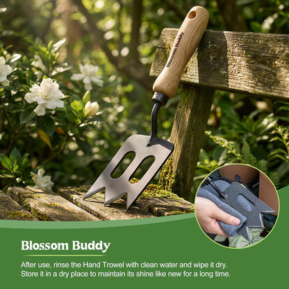 Stainless Steel Garden Hand Fork, Hand Weeder Fork with Ash Wood Handle