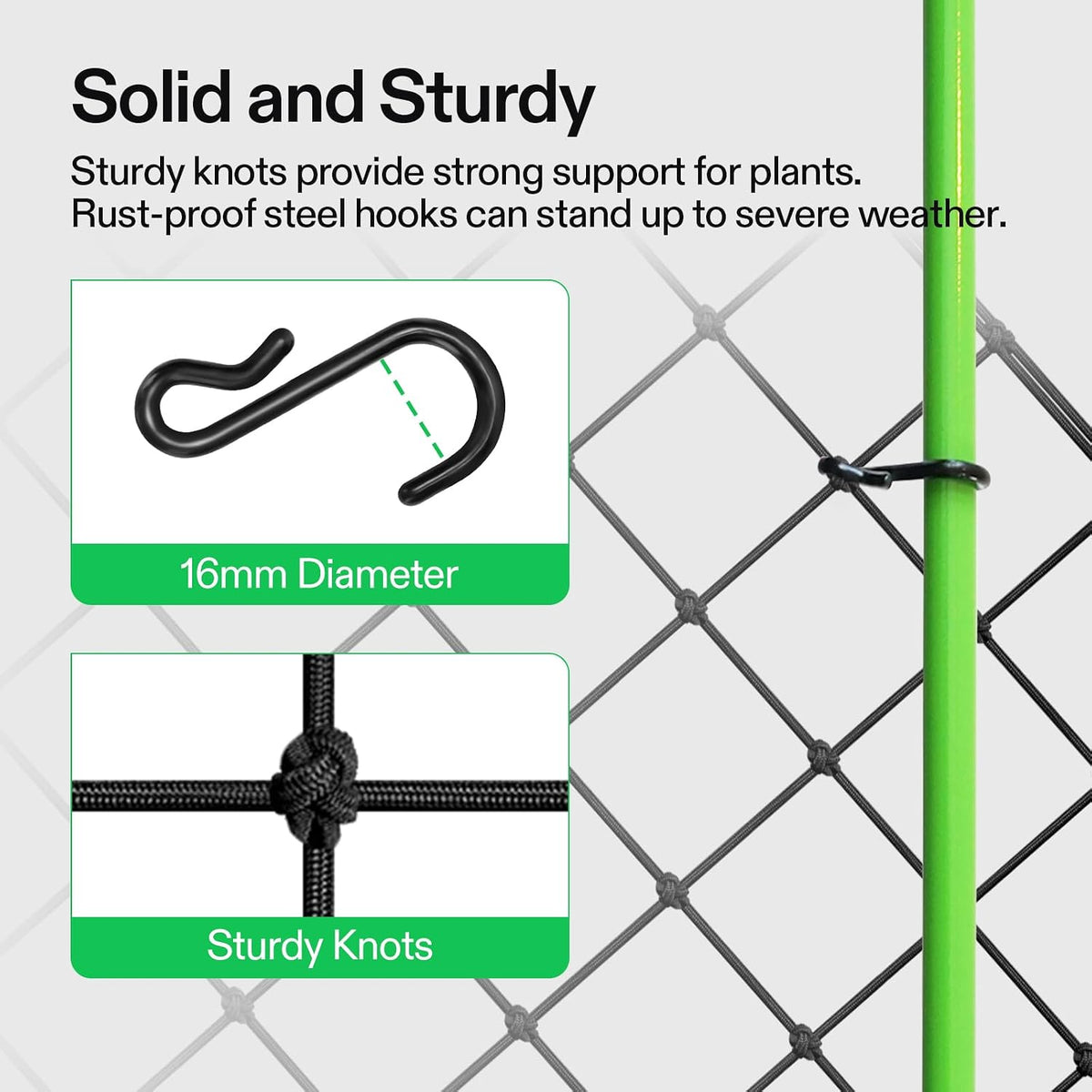 5 x 5Ft. Elastic Trellis Netting with 4 Hooks for Climbing Plants, Vegetables, Fruits, and Flowers, 1-Pack