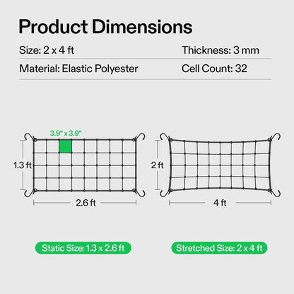 5 x 5Ft. Elastic Trellis Netting with 4 Hooks for Climbing Plants, Vegetables, Fruits, and Flowers, 1-Pack