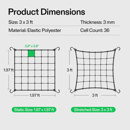 5 x 5Ft. Elastic Trellis Netting with 4 Hooks for Climbing Plants, Vegetables, Fruits, and Flowers, 1-Pack