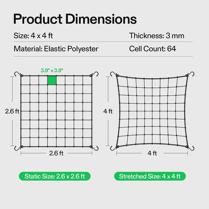 5 x 5Ft. Elastic Trellis Netting with 4 Hooks for Climbing Plants, Vegetables, Fruits, and Flowers, 1-Pack