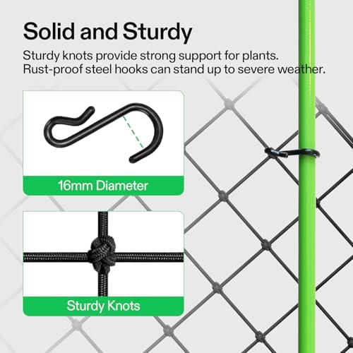 5 x 5Ft. Elastic Trellis Netting with 4 Hooks for Climbing Plants, Vegetables, Fruits, and Flowers, 1-Pack