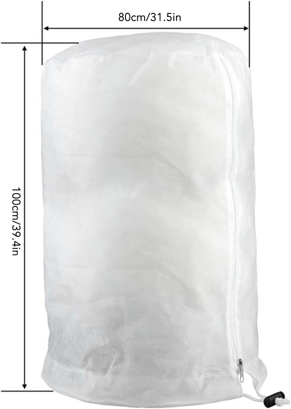 Winter Frost Plant Tree Protection Bags, White Garden Shrubs Plant Cover Winter Warm Heat Preservation Floating Row Cover Frost Cloth Blanket with Drawstring for(80x100cm/31.5x39.4in-White)