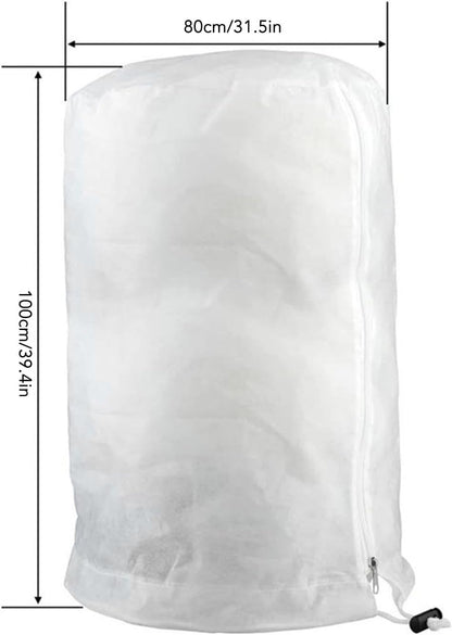 Winter Frost Plant Tree Protection Bags, White Garden Shrubs Plant Cover Winter Warm Heat Preservation Floating Row Cover Frost Cloth Blanket with Drawstring for(80x100cm/31.5x39.4in-White)