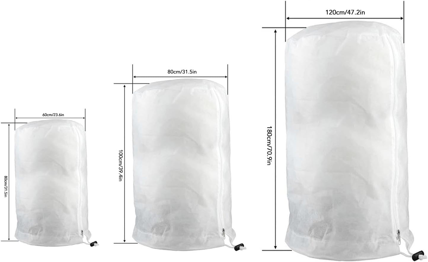 Winter Frost Plant Tree Protection Bags, White Garden Shrubs Plant Cover Winter Warm Heat Preservation Floating Row Cover Frost Cloth Blanket with Drawstring for(80x100cm/31.5x39.4in-White)