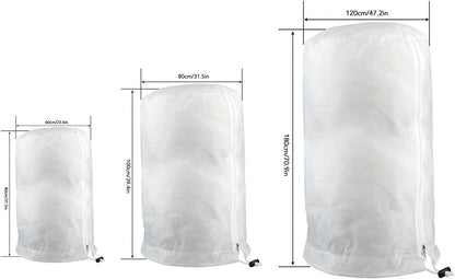Winter Frost Plant Tree Protection Bags, White Garden Shrubs Plant Cover Winter Warm Heat Preservation Floating Row Cover Frost Cloth Blanket with Drawstring for(80x100cm/31.5x39.4in-White)