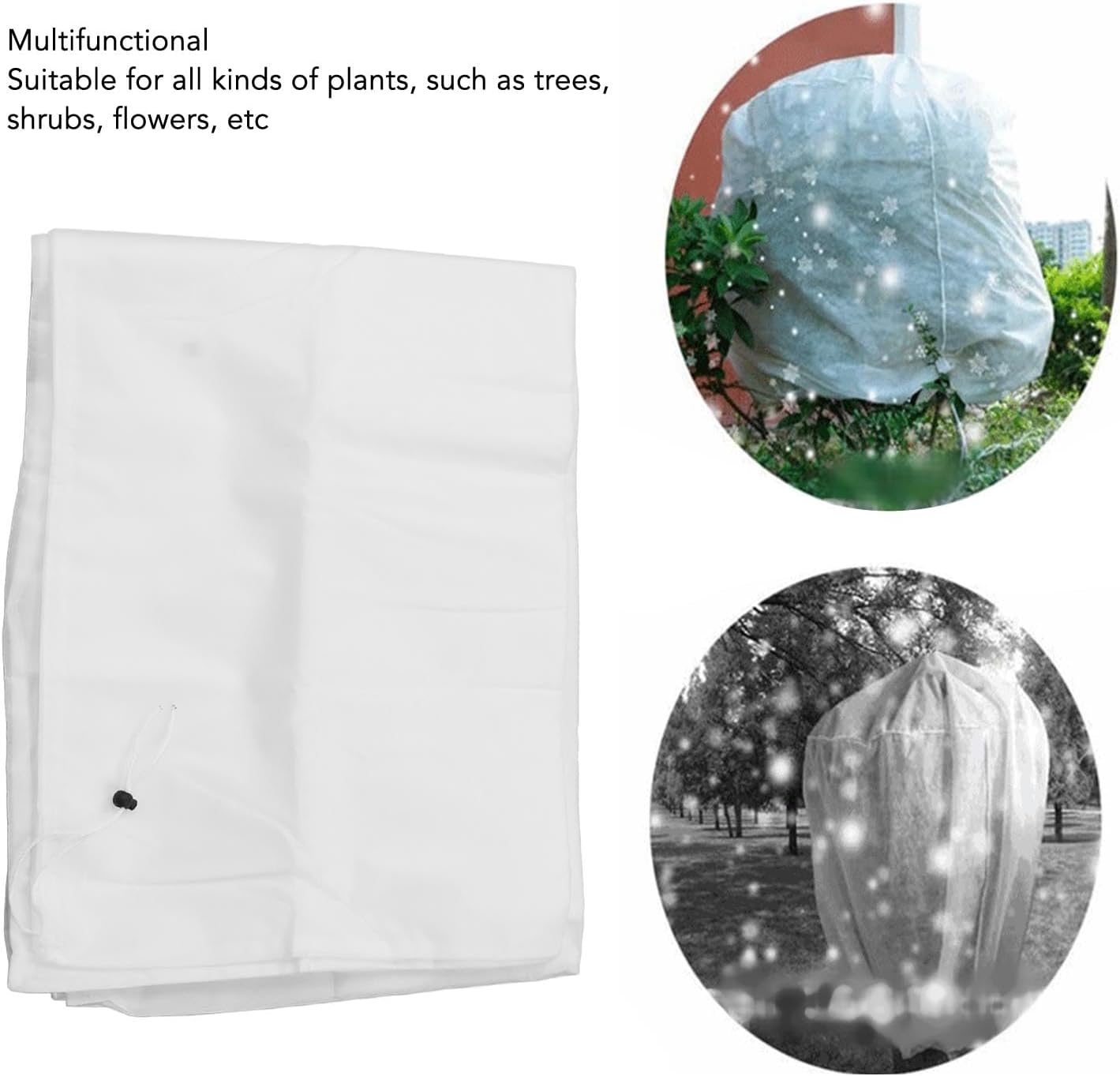 Winter Frost Plant Tree Protection Bags, White Garden Shrubs Plant Cover Winter Warm Heat Preservation Floating Row Cover Frost Cloth Blanket with Drawstring for(80x100cm/31.5x39.4in-White)