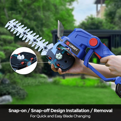 Cordless Hedge Trimmer with Battery 2.0Ah, 2-in-1 21V Grass Shears