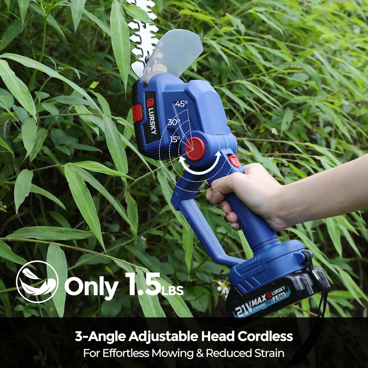 Cordless Hedge Trimmer with Battery 2.0Ah, 2-in-1 21V Grass Shears