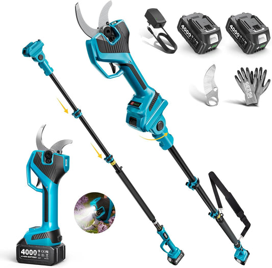 2-in-1 Pole Electric Pruning Shears, 2.2" Cut Cordless Pole Pruner
