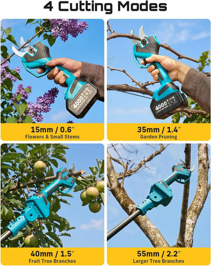2-in-1 Pole Electric Pruning Shears, 2.2" Cut Cordless Pole Pruner