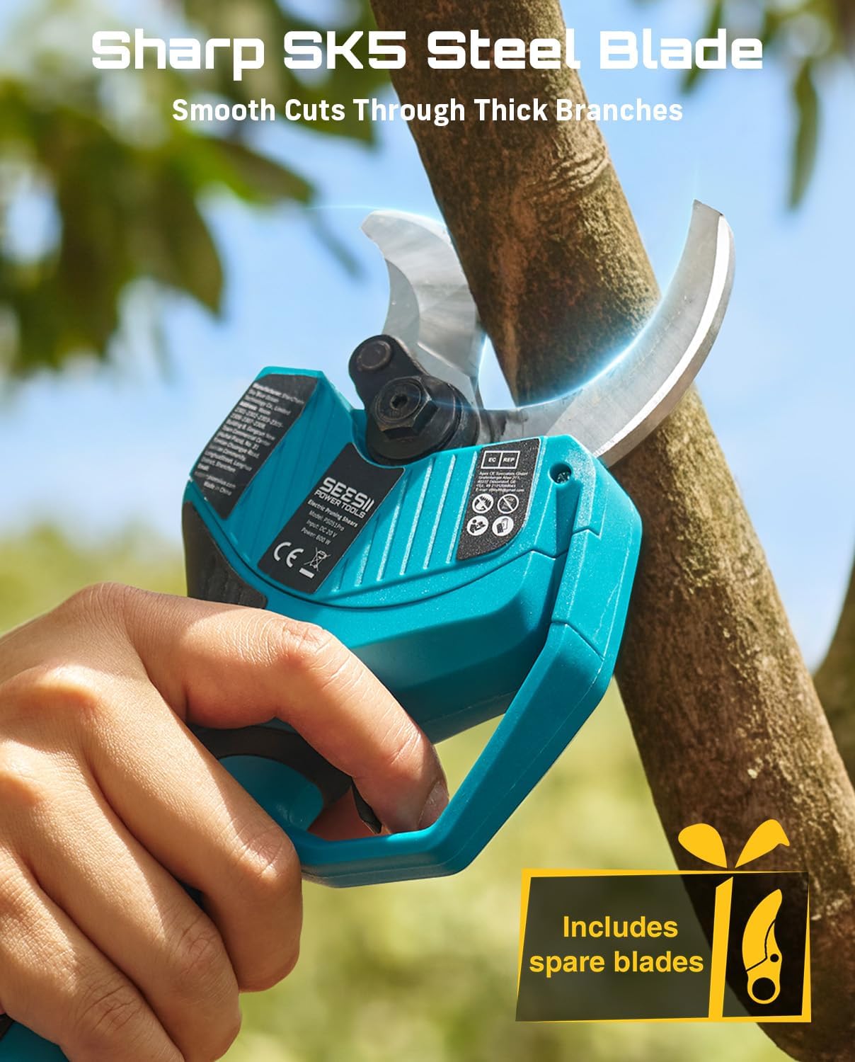 2-in-1 Pole Electric Pruning Shears, 2.2" Cut Cordless Pole Pruner