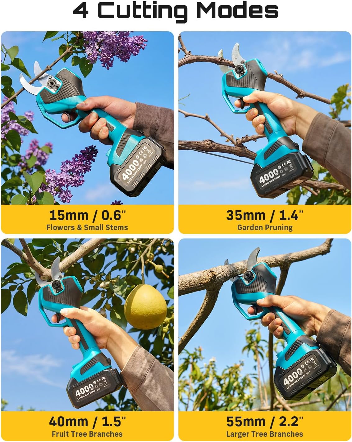 2-in-1 Pole Electric Pruning Shears, 2.2" Cut Cordless Pole Pruner