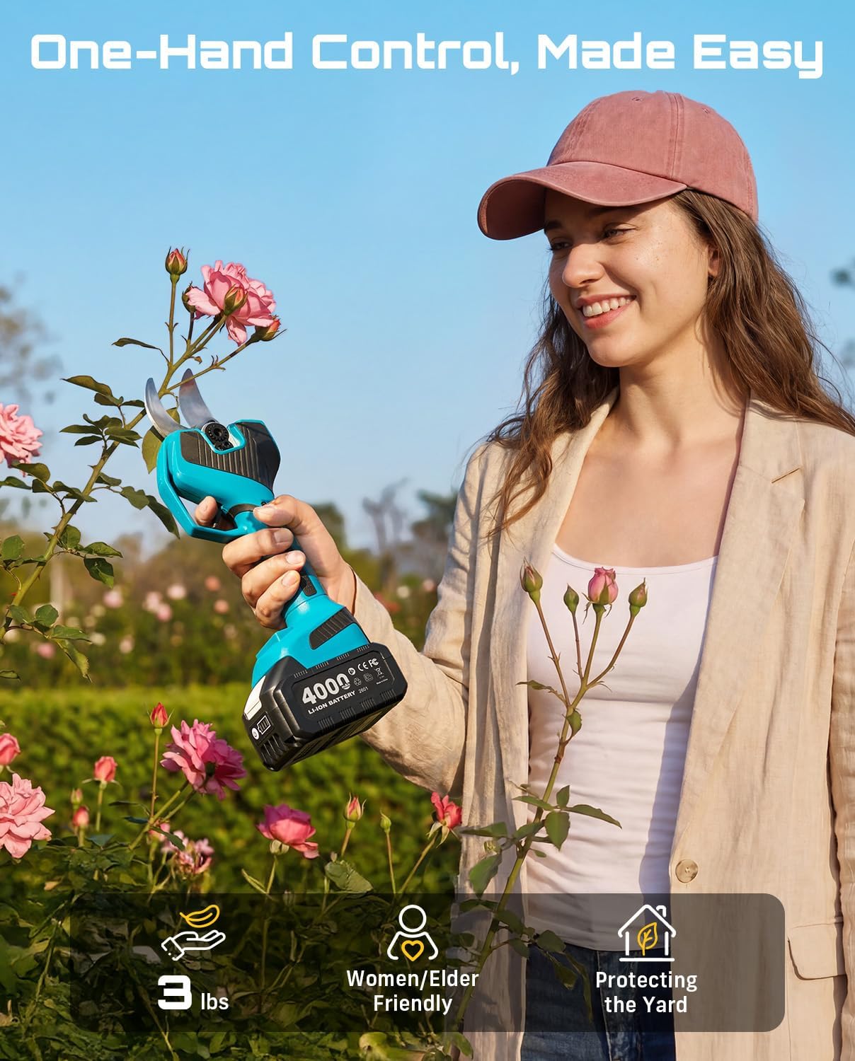 2-in-1 Pole Electric Pruning Shears, 2.2" Cut Cordless Pole Pruner