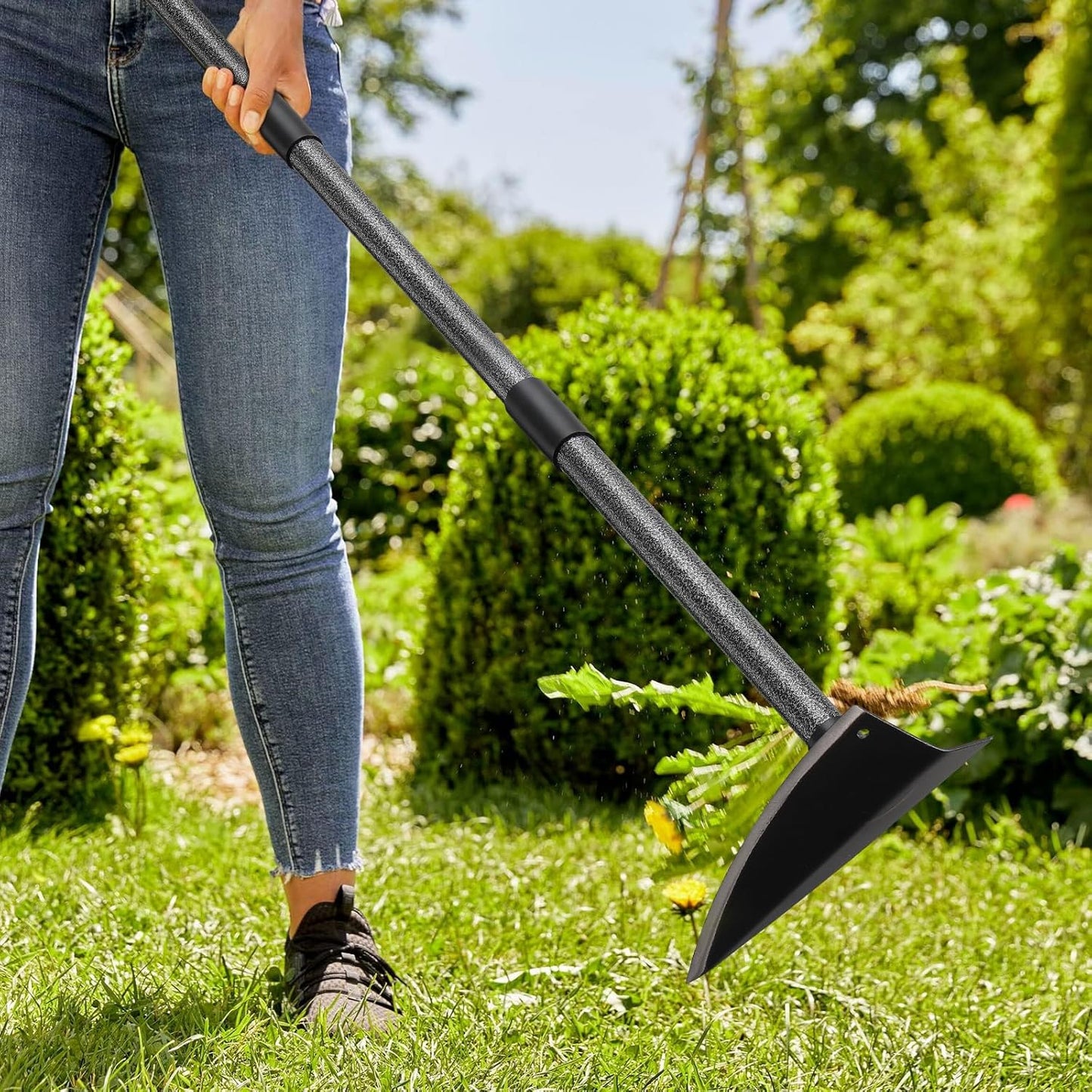 Hoe Garden Tool, Triangle Hoe Gardening Weeding Tool, 72" Long Handle Heavy Duty Manual Weeder Gardening Hand Tools for Weeding, Digging, Loosening Soil