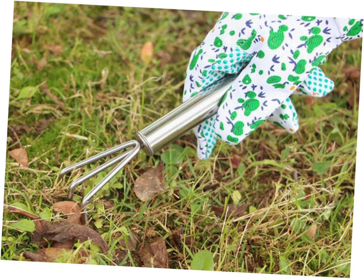2pcs Set Garden Tool Set Succulent Garden Spade Planting Spade Hand Shovel Handle Landscaping Handheld Tool Transplant Rake Trowel Plant Mini Shovels Digging Small Rake Silver
